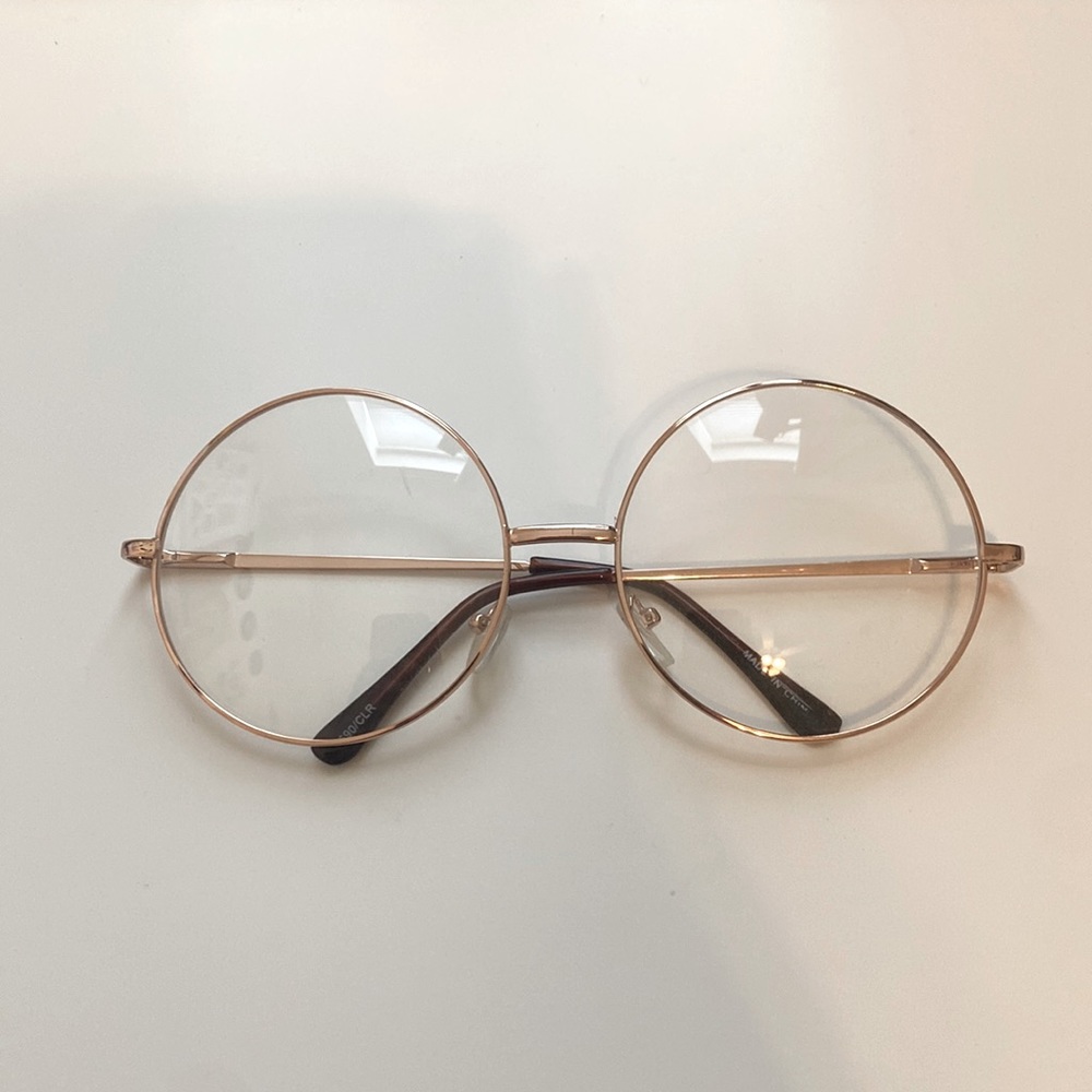 Clear Gold Rim Circle Fashion Glasses